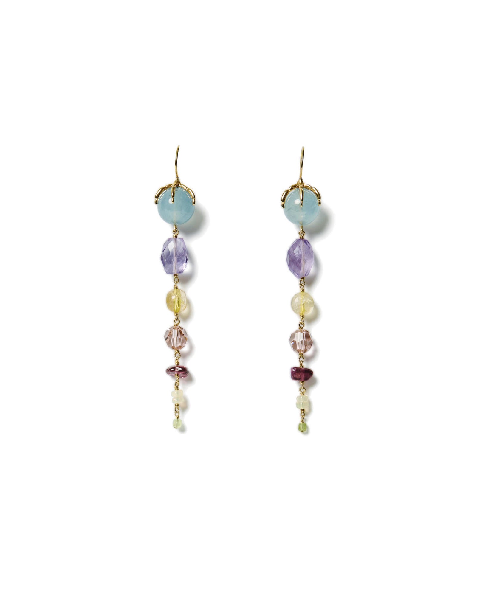 Lark Tiered Drop Earrings 18k Gold Vermeil, Mixed Stones