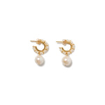 Maiden Hoop Earrings 18k Gold Vermeil, White Pearl