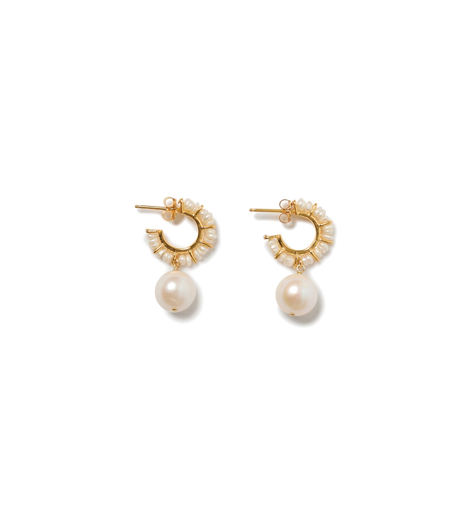 Maiden Hoop Earrings 18k Gold Vermeil, White Pearl