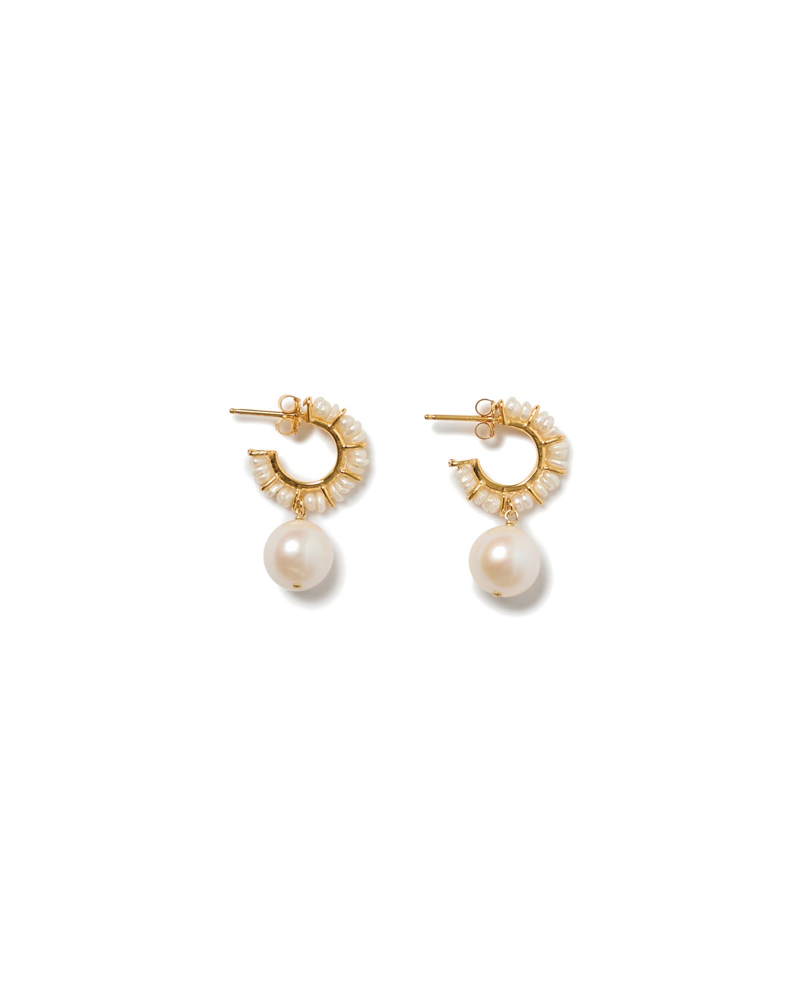 Maiden Hoop Earrings 18k Gold Vermeil, White Pearl