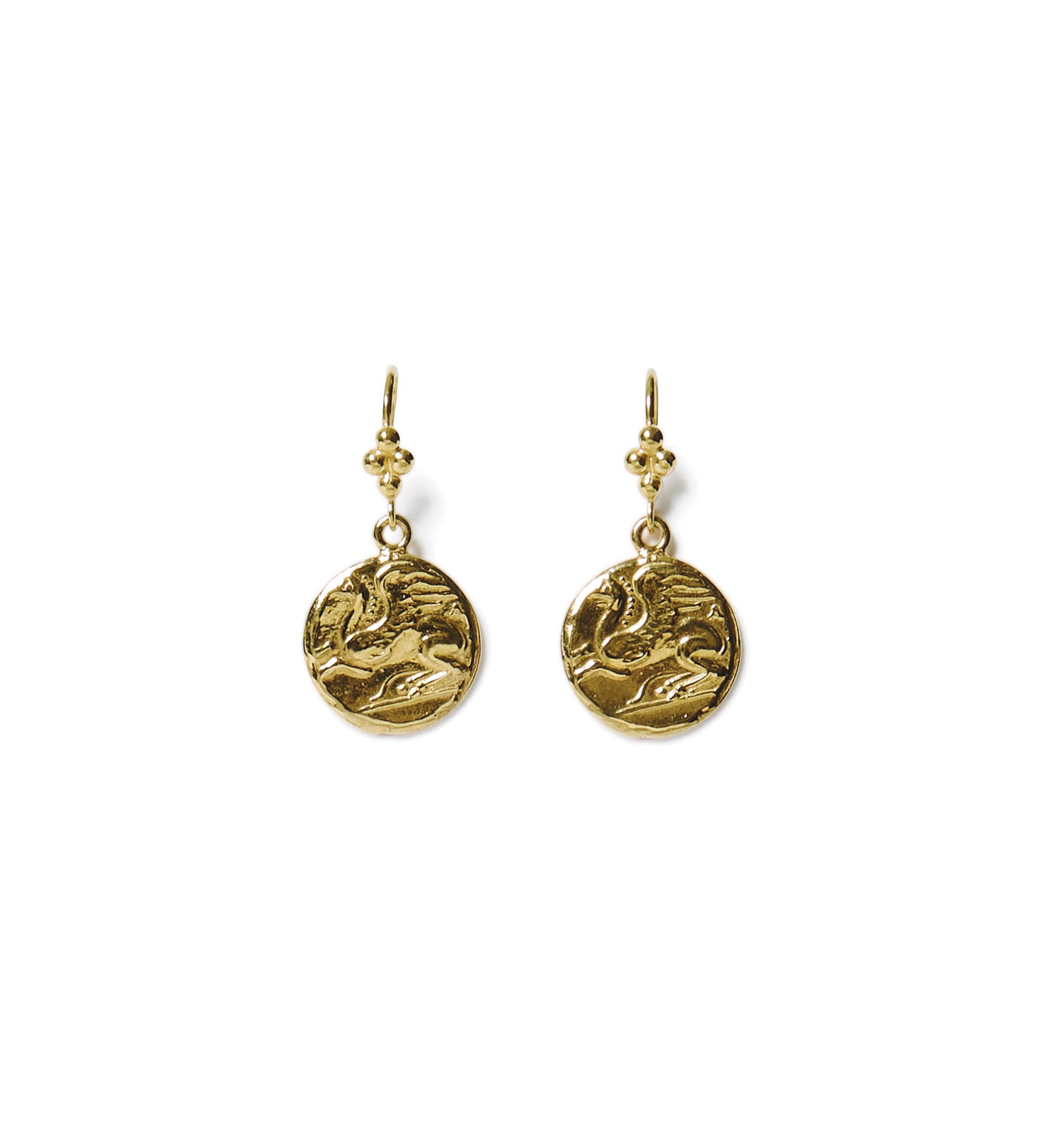 Pegasus Coin Earrings 18K Gold Vermeil