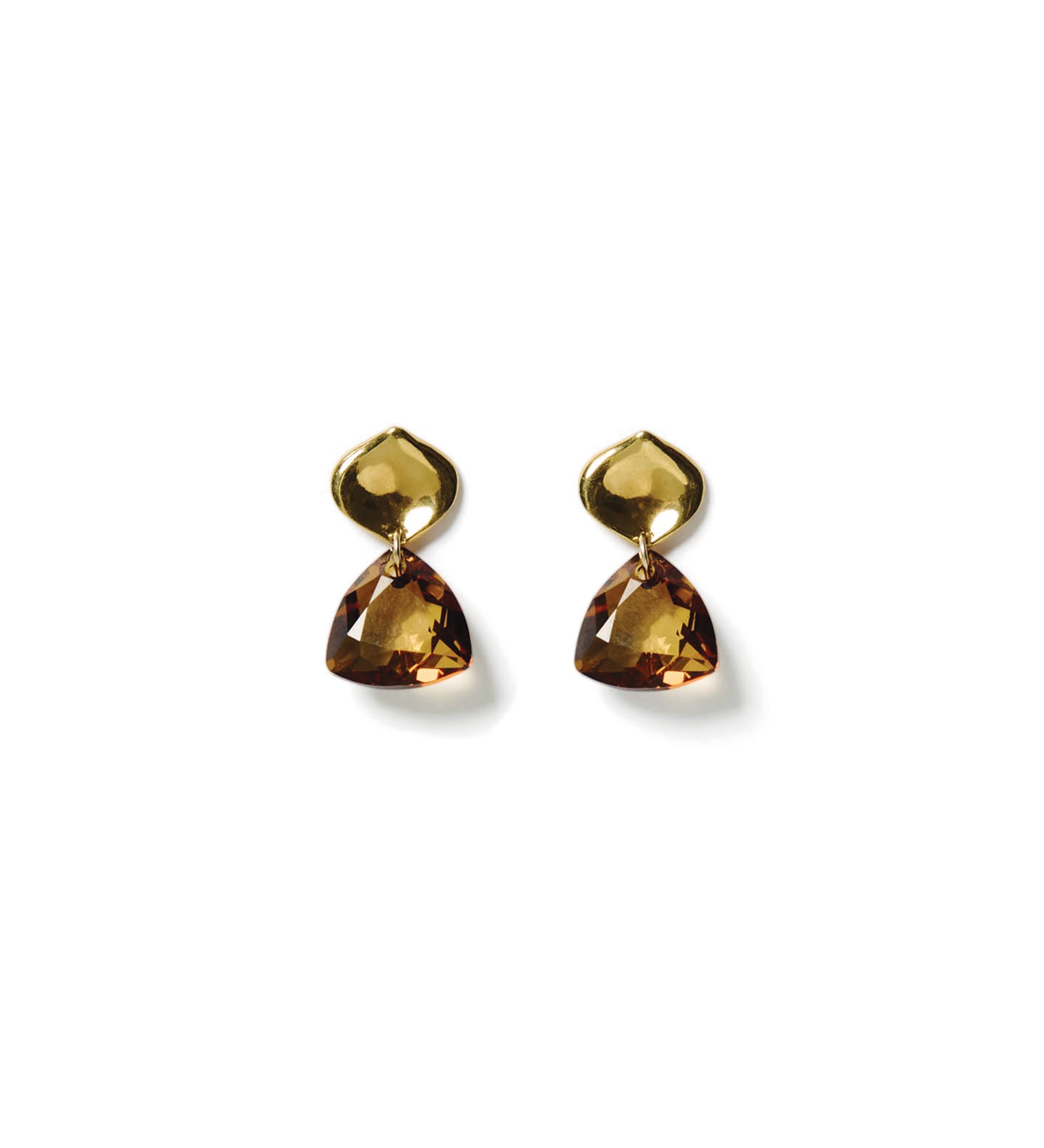 Emmanuelle Drop Earrings 18k Gold Vermeil, Amber Crystal