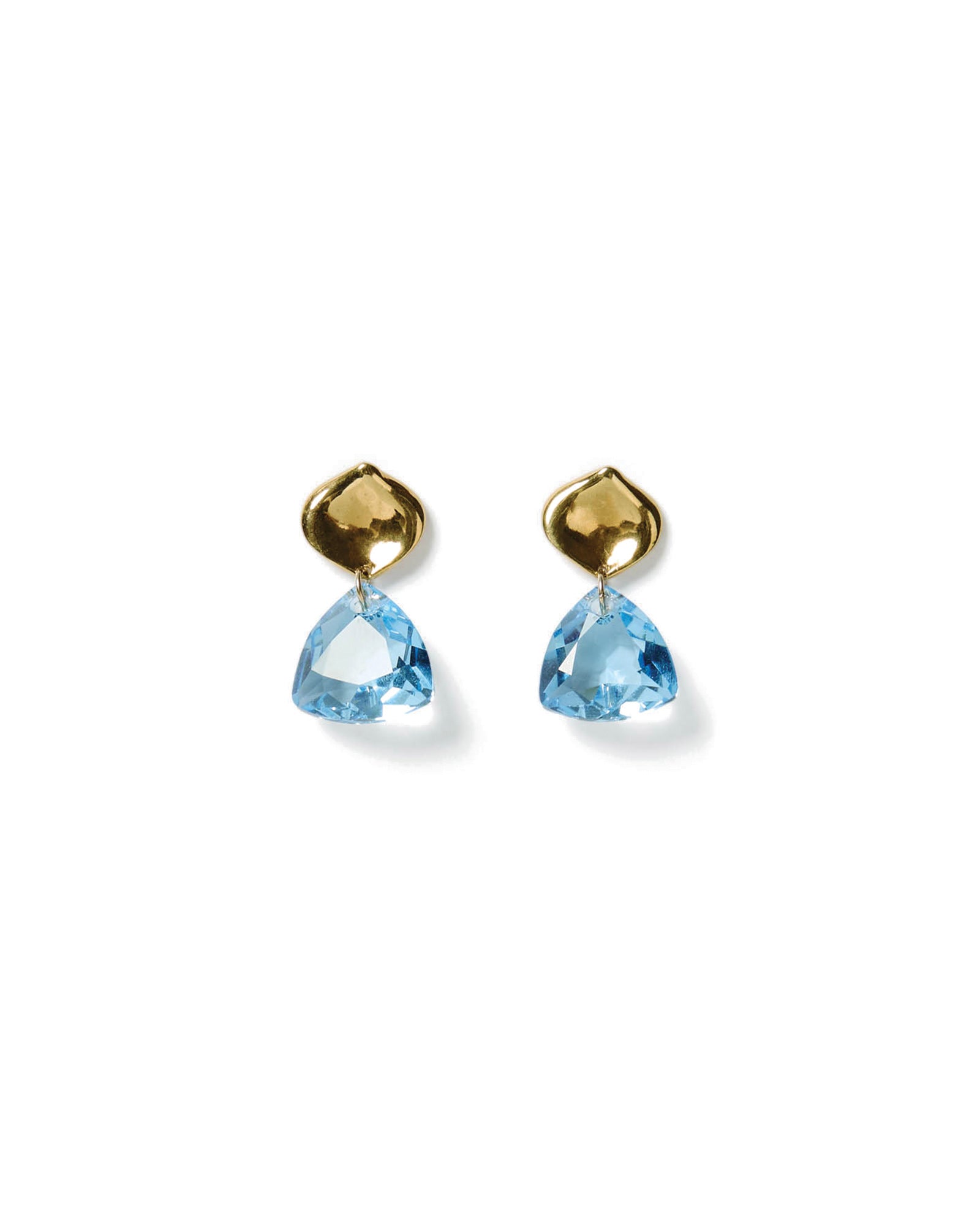 Emmanuelle Drop Earrings 18k Gold Vermeil, Aqua Crystal