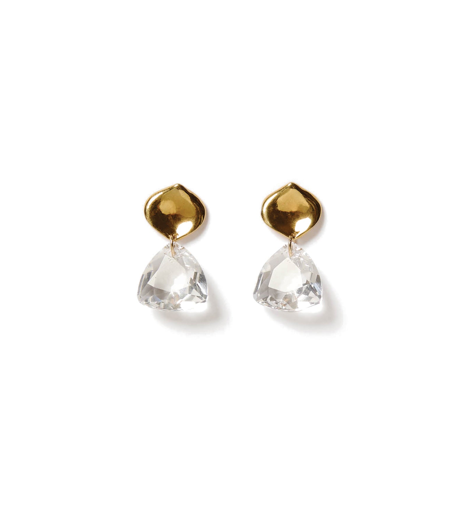 Emmanuelle Drop Earrings 18k Gold Vermeil, White Crystal