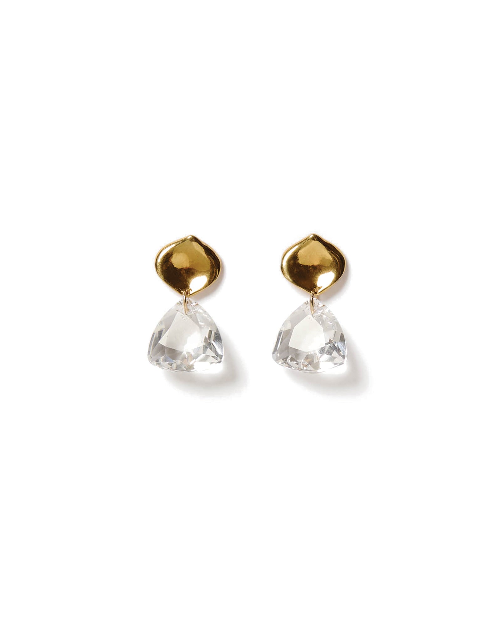 Emmanuelle Drop Earrings 18k Gold Vermeil, White Crystal