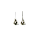 Calla Lilly Drop Earrings Sterling Silver, White Pearl