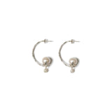 Lotus Hoop Earrings Sterling Silver, White Pearl