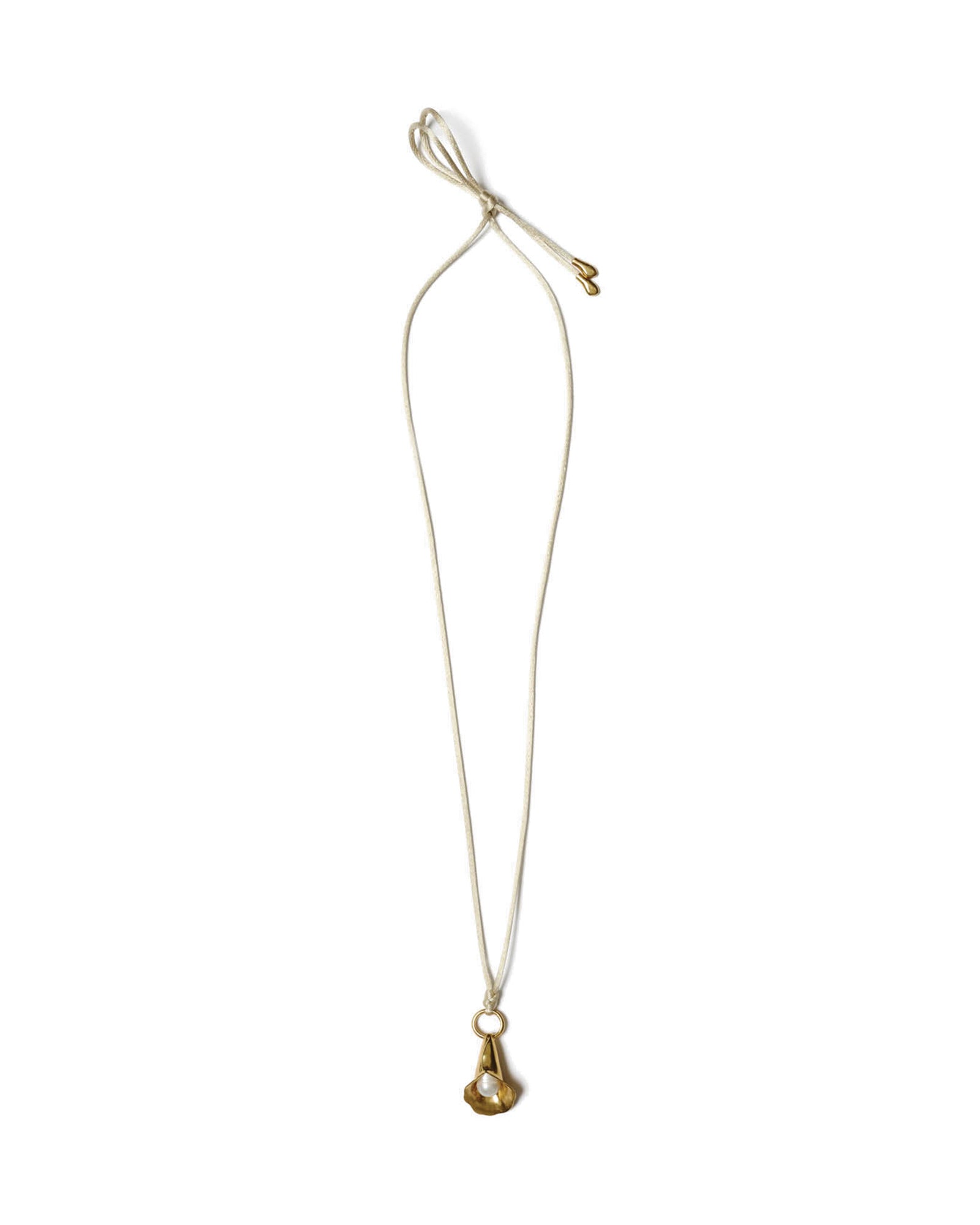 Calla Lily Cord Necklace 18k Gold Vermeil, White Pearl