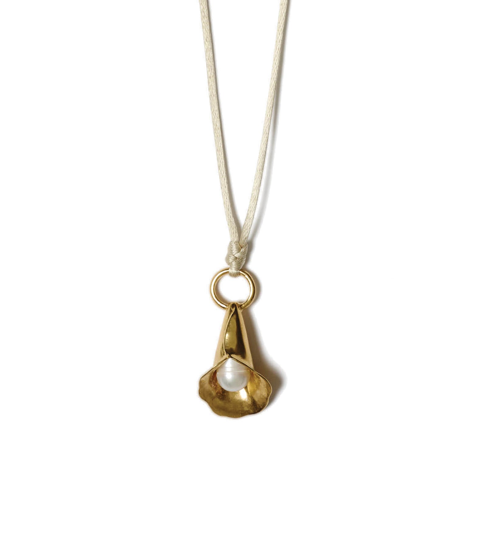 Calla Lily Cord Necklace 18k Gold Vermeil, White Pearl