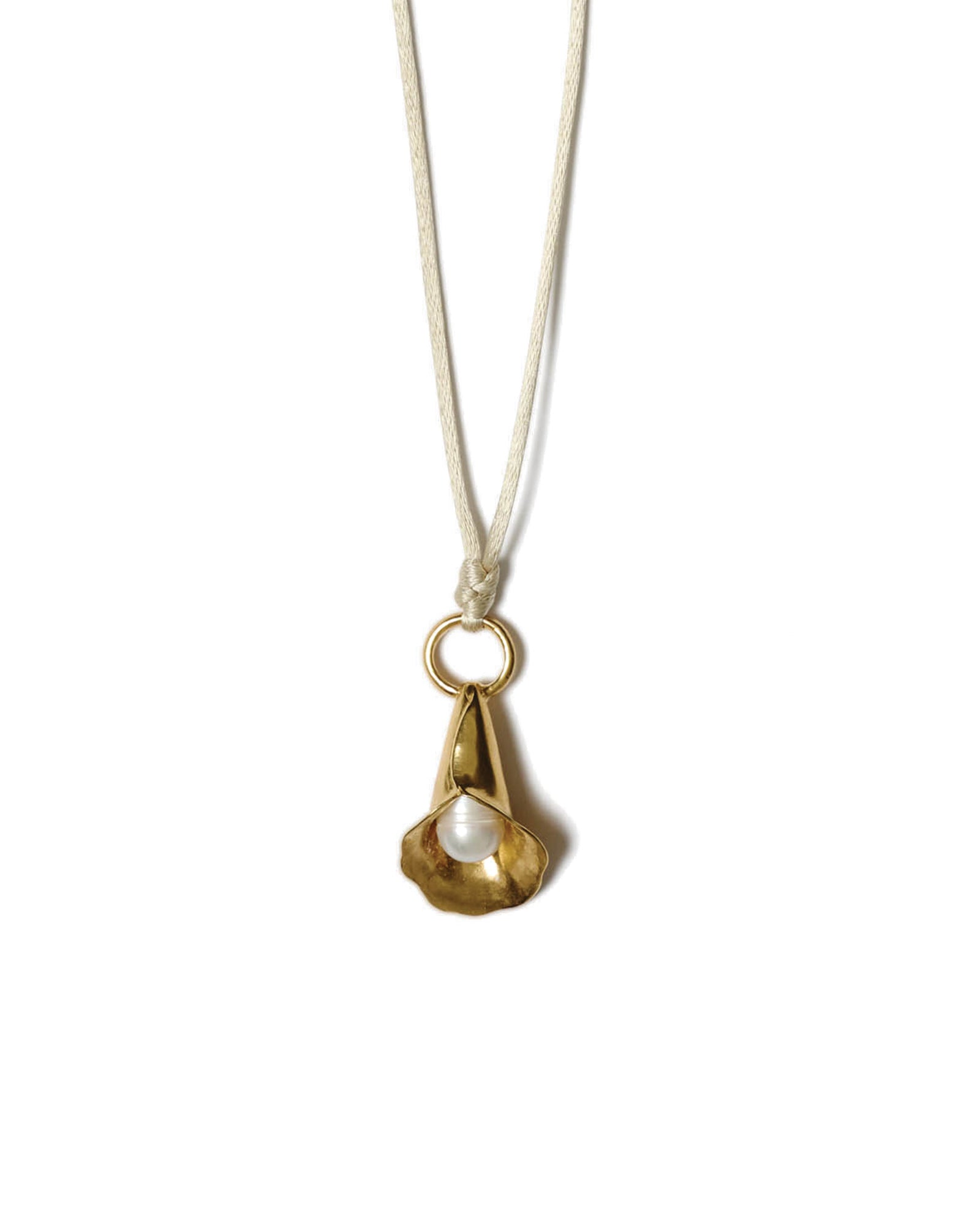 Calla Lily Cord Necklace 18k Gold Vermeil, White Pearl