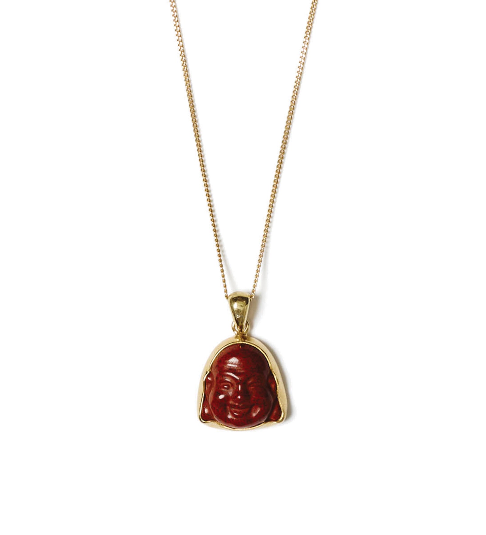 Red Jasper Buddha Necklace 18k Gold Vermeil, Red Jasper