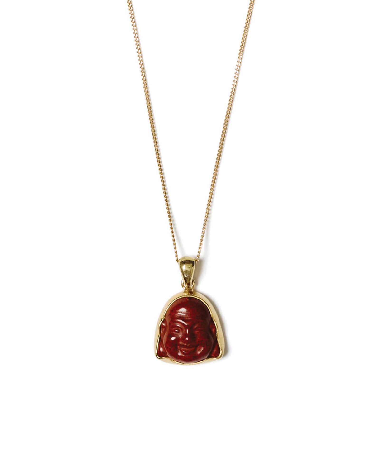 Red Jasper Buddha Necklace 18k Gold Vermeil, Red Jasper