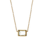 Faceted Rectangle Green Amethyst Necklace 18k Gold Vermeil, Green Amethyst