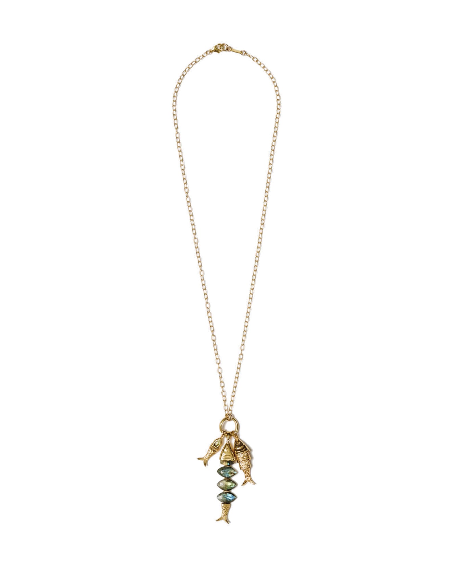 Orris Charm Necklace 18k Gold Plated, Labradorite