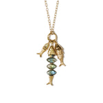 Orris Charm Necklace 18k Gold Plated, Labradorite