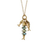 Orris Charm Necklace 18k Gold Plated, Labradorite