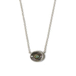 Faceted Oval Abalone Necklace Sterling Silver, Abalone