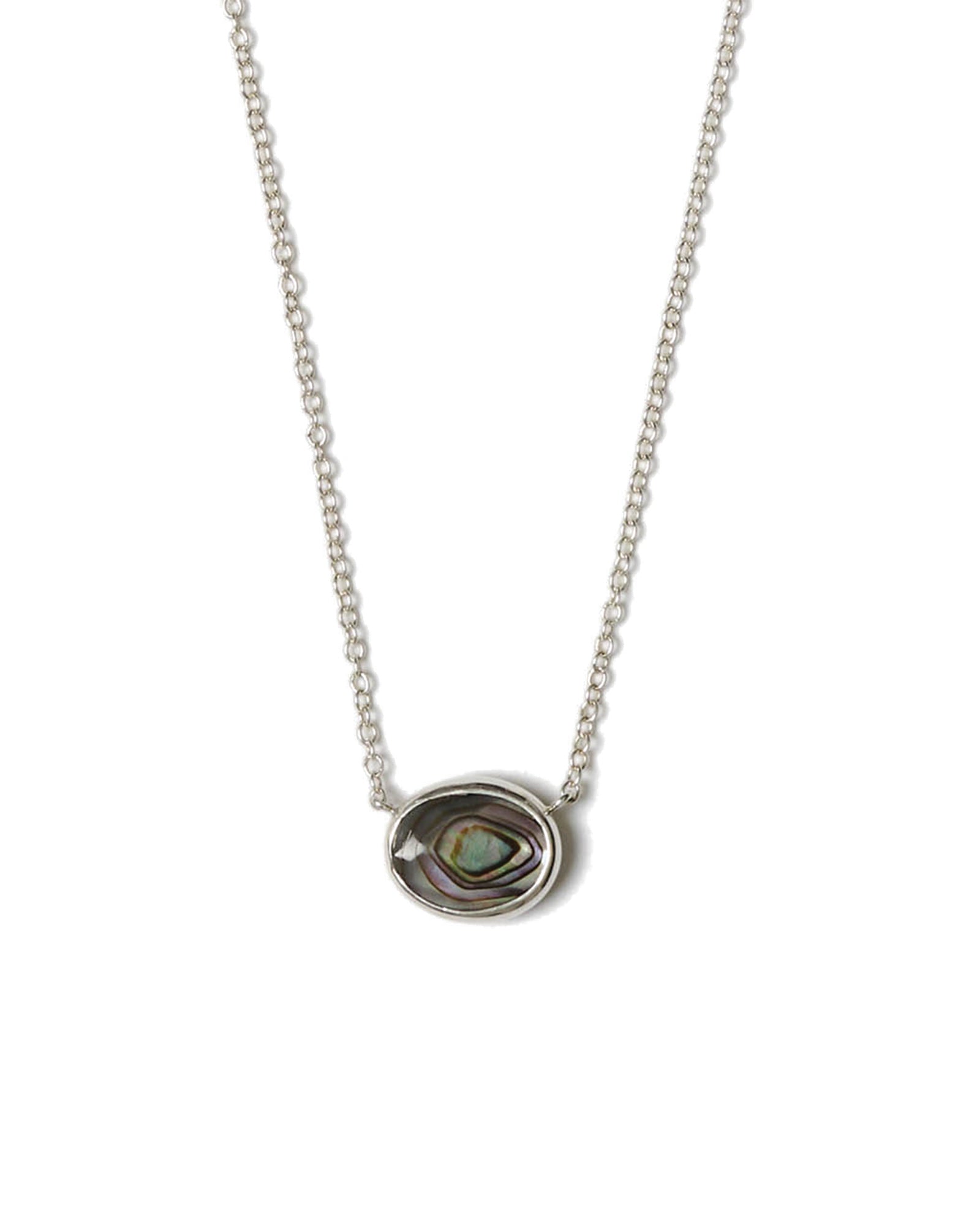 Faceted Oval Abalone Necklace Sterling Silver, Abalone