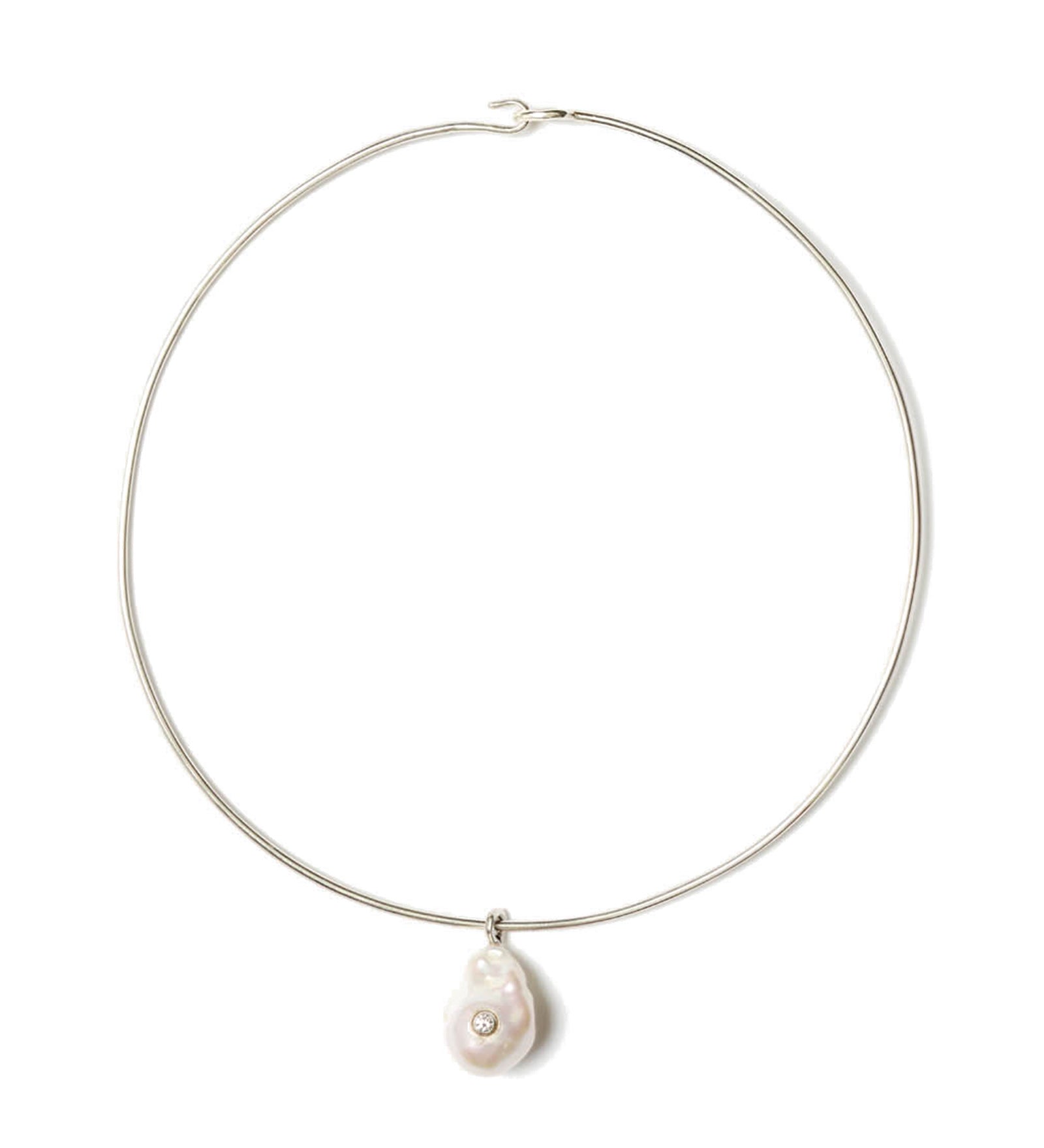 Bond Necklace Sterling Silver, White Pearl, Diamond