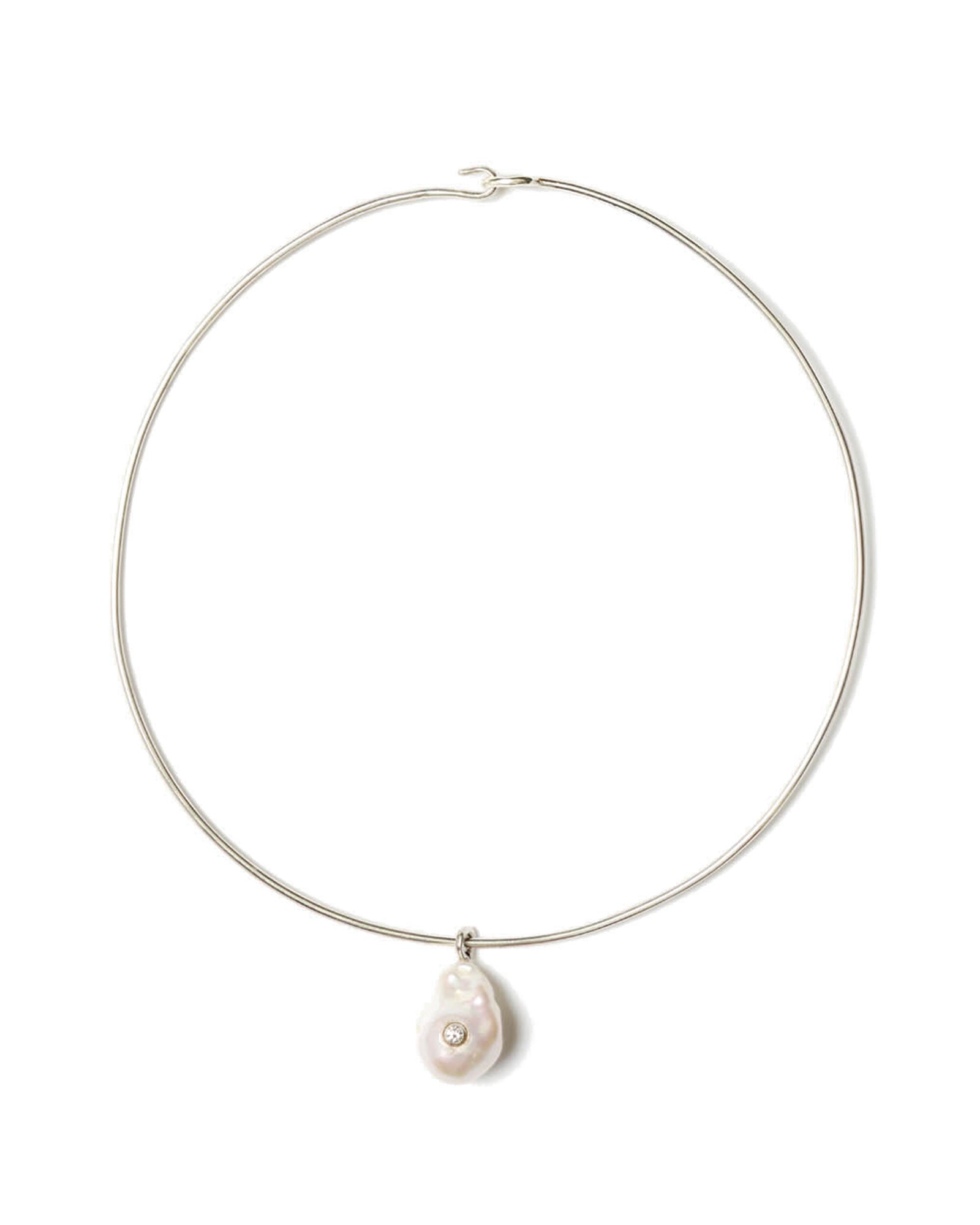 Bond Necklace Sterling Silver, White Pearl, Diamond