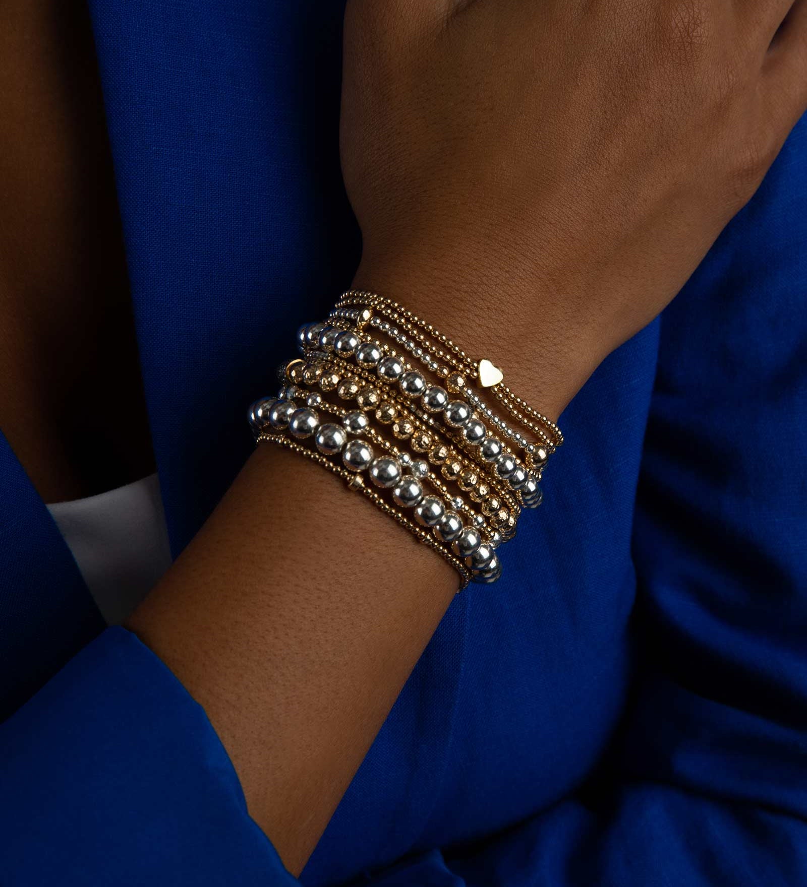 Cause We Care-Hammered Beaded Diamond Rondelle Bracelet | 5mm-Bracelets-14k Gold Filled, Oxidized Silver-Blue Ruby Jewellery-Vancouver Canada