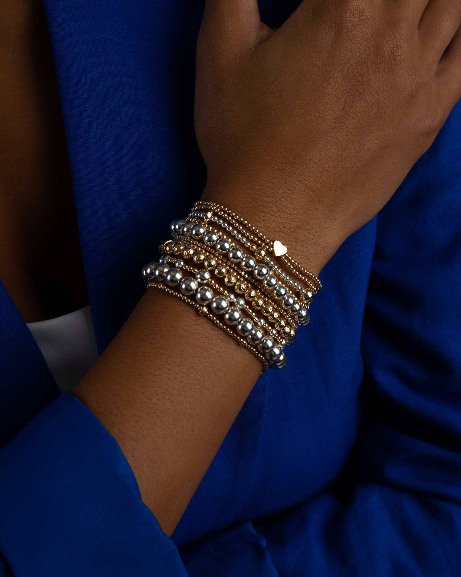 Cause We Care-Hammered Beaded Diamond Rondelle Bracelet | 5mm-Bracelets-14k Gold Filled, Oxidized Silver-Blue Ruby Jewellery-Vancouver Canada