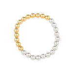 Beaded 2 Tone Bracelet | 7mm 14k Gold Filled, Sterling Silver