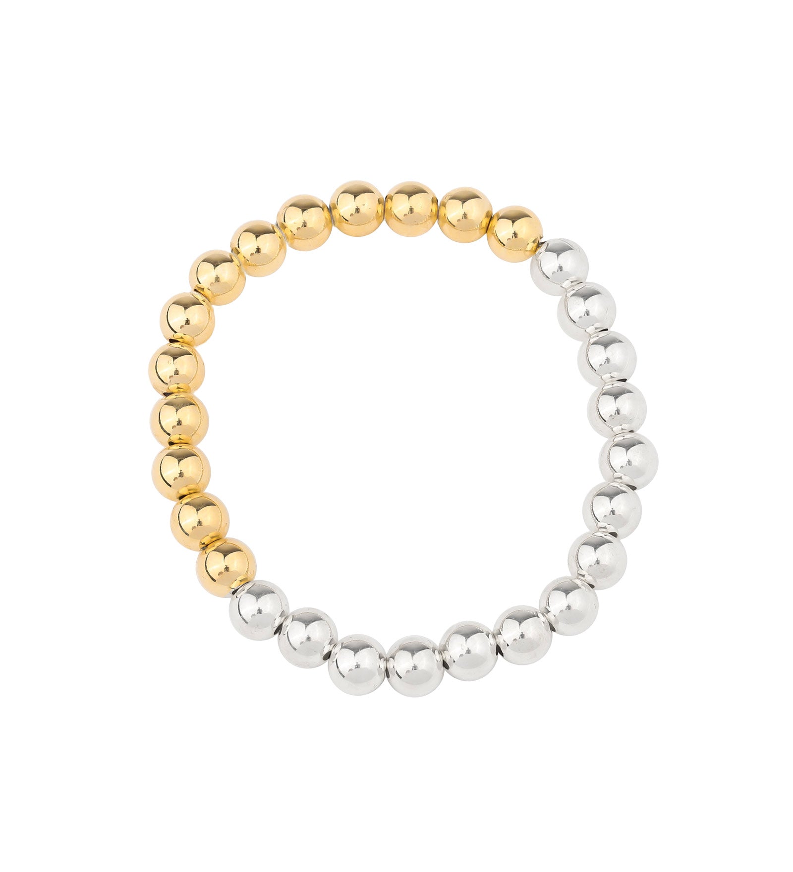 Beaded 2 Tone Bracelet | 7mm 14k Gold Filled, Sterling Silver