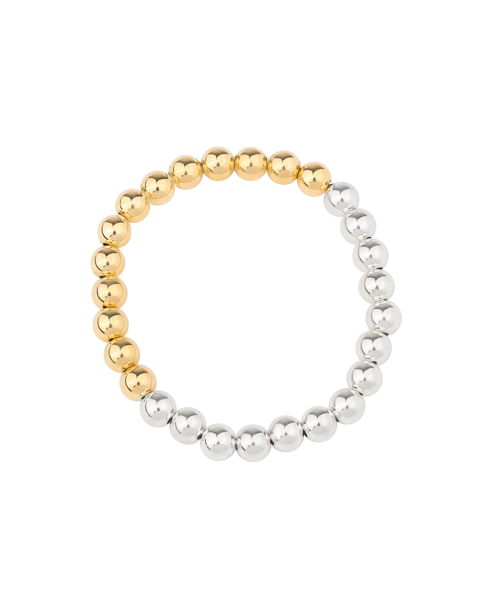 Beaded 2 Tone Bracelet | 7mm 14k Gold Filled, Sterling Silver