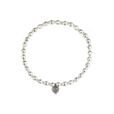 Mixed Beaded Diamond Heart Bracelet Sterling Silver, Oxidized Sterling Silver