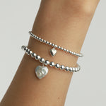 Cause We Care-Heart Drop Beaded Bracelet | 3mm-Bracelets-Sterling Silver-Blue Ruby Jewellery-Vancouver Canada