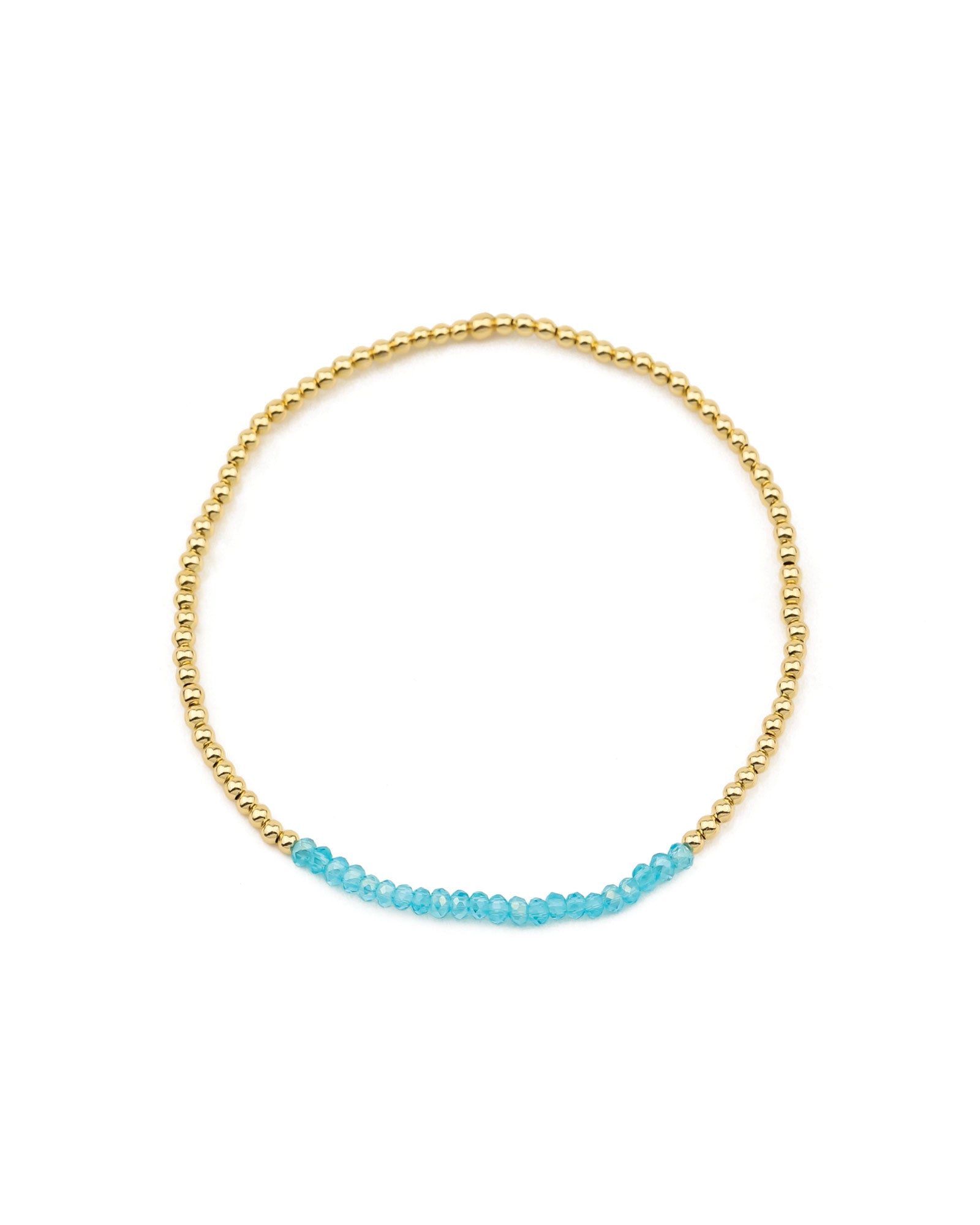 Cause We Care-Beaded Crystal Bracelet | 2mm-Bracelets-14k Gold Filled, Aqua Crystal-Blue Ruby Jewellery-Vancouver Canada