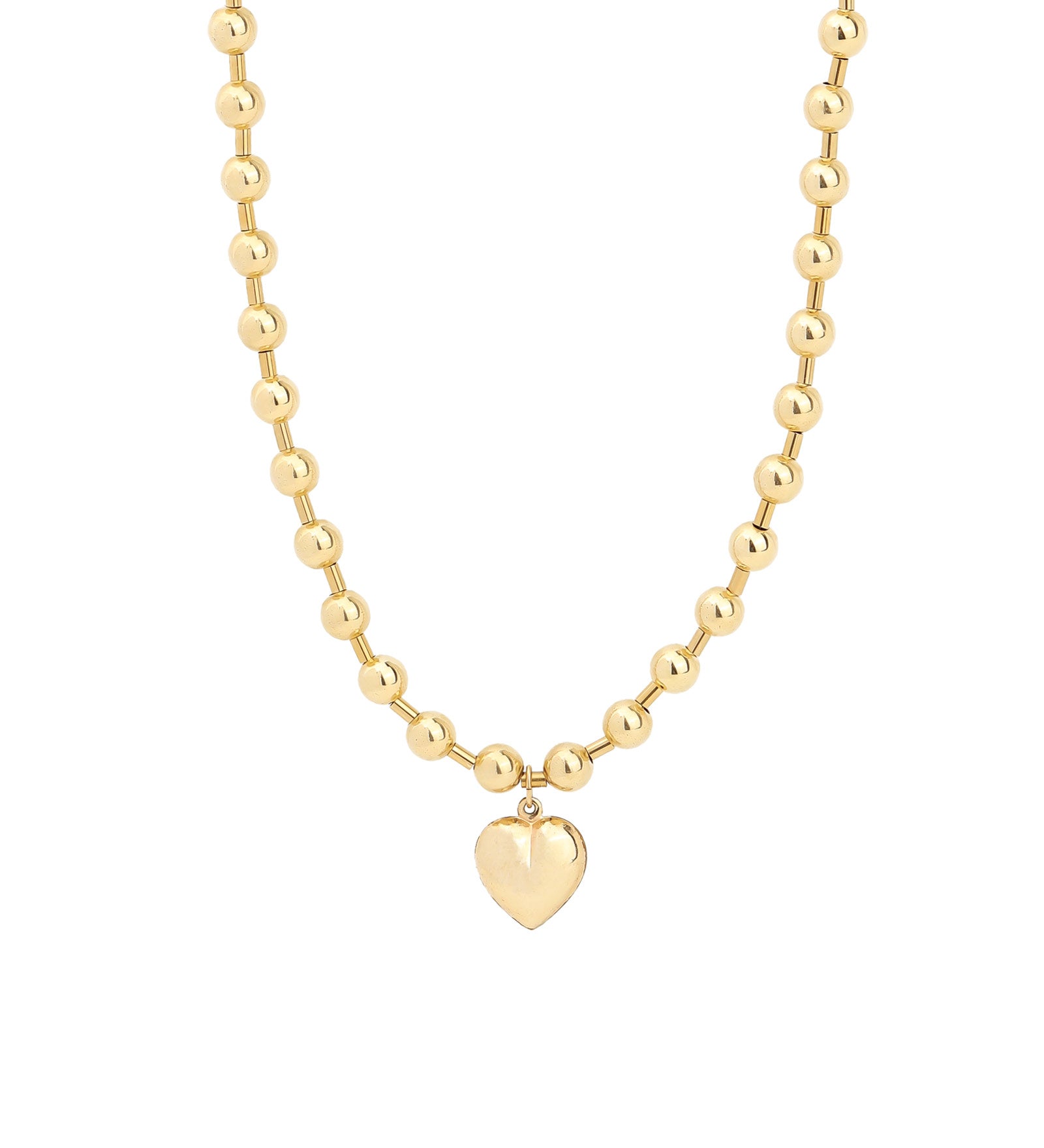 Cause We Care-Puffy Heart Ball Chain Necklace | 6mm-Necklaces-14k Gold Filled-Blue Ruby Jewellery-Vancouver Canada