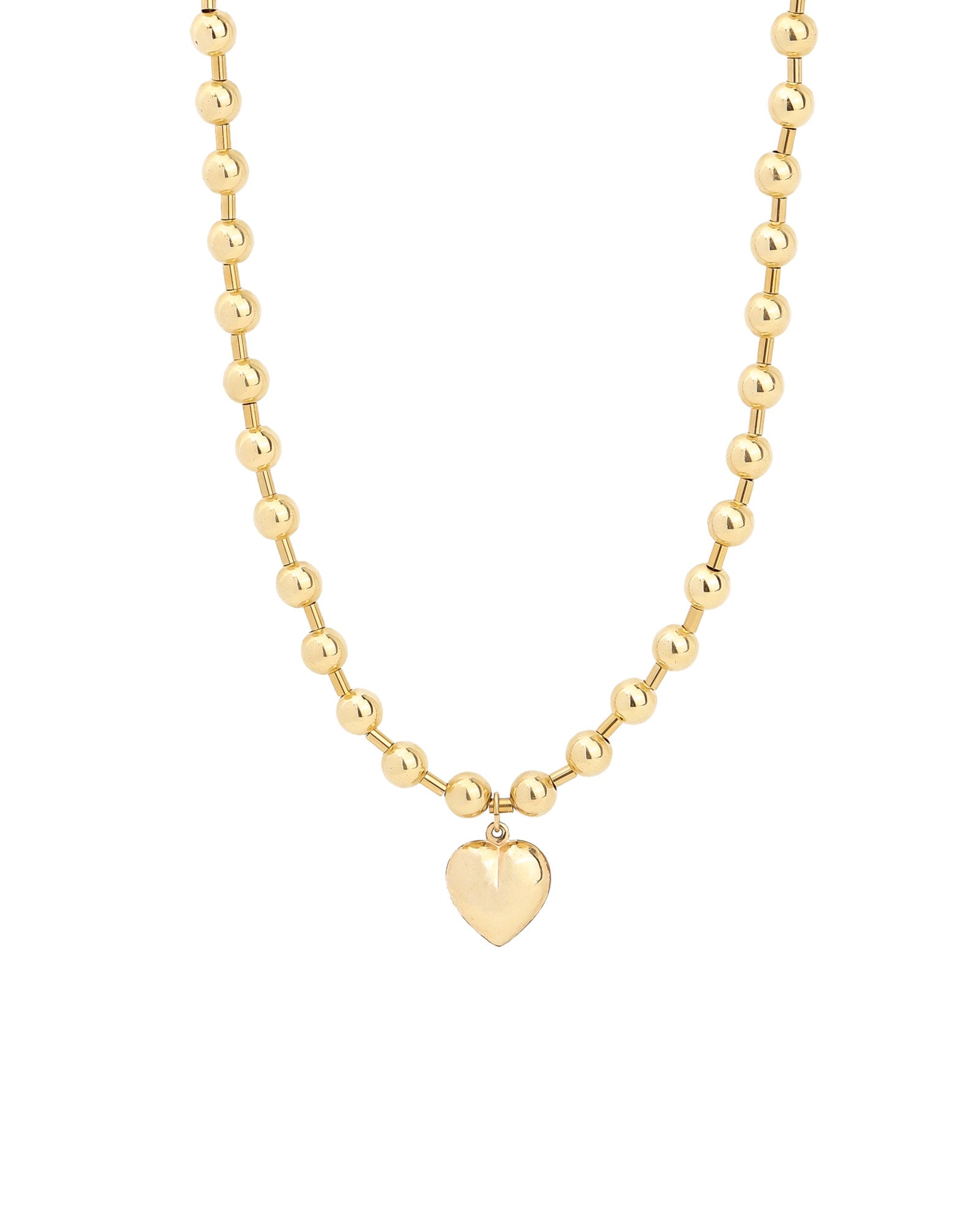 Cause We Care-Puffy Heart Ball Chain Necklace | 6mm-Necklaces-14k Gold Filled-Blue Ruby Jewellery-Vancouver Canada