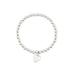 Beaded Pearl Heart Drop Bracelet Sterling Silver, White Pearl