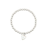 Beaded Pearl Heart Drop Bracelet Sterling Silver, White Pearl