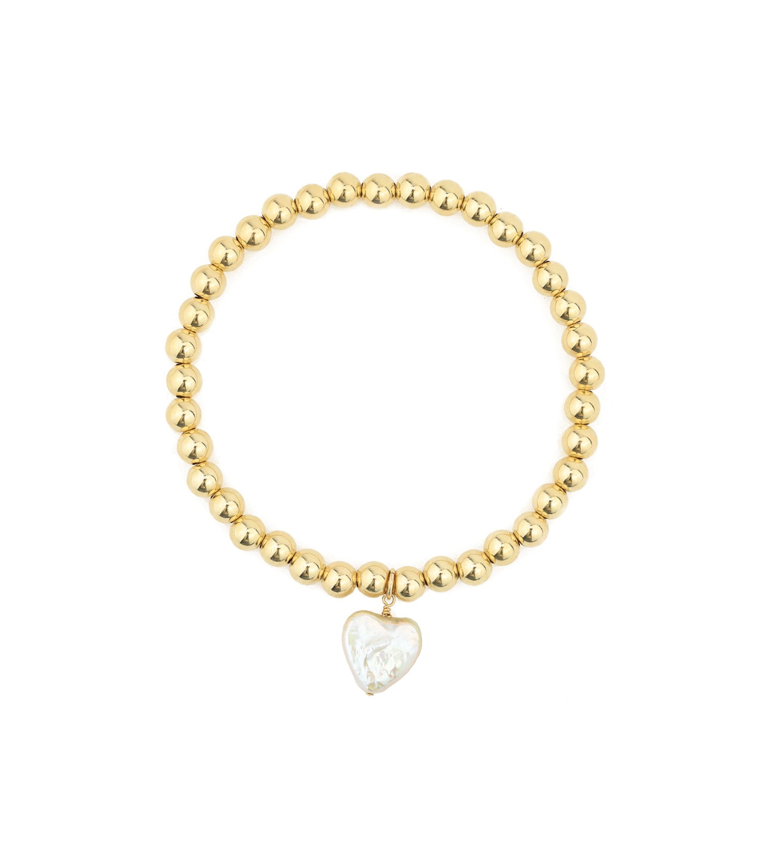 Beaded Pearl Heart Drop Bracelet 14k Gold Filled, White Pearl