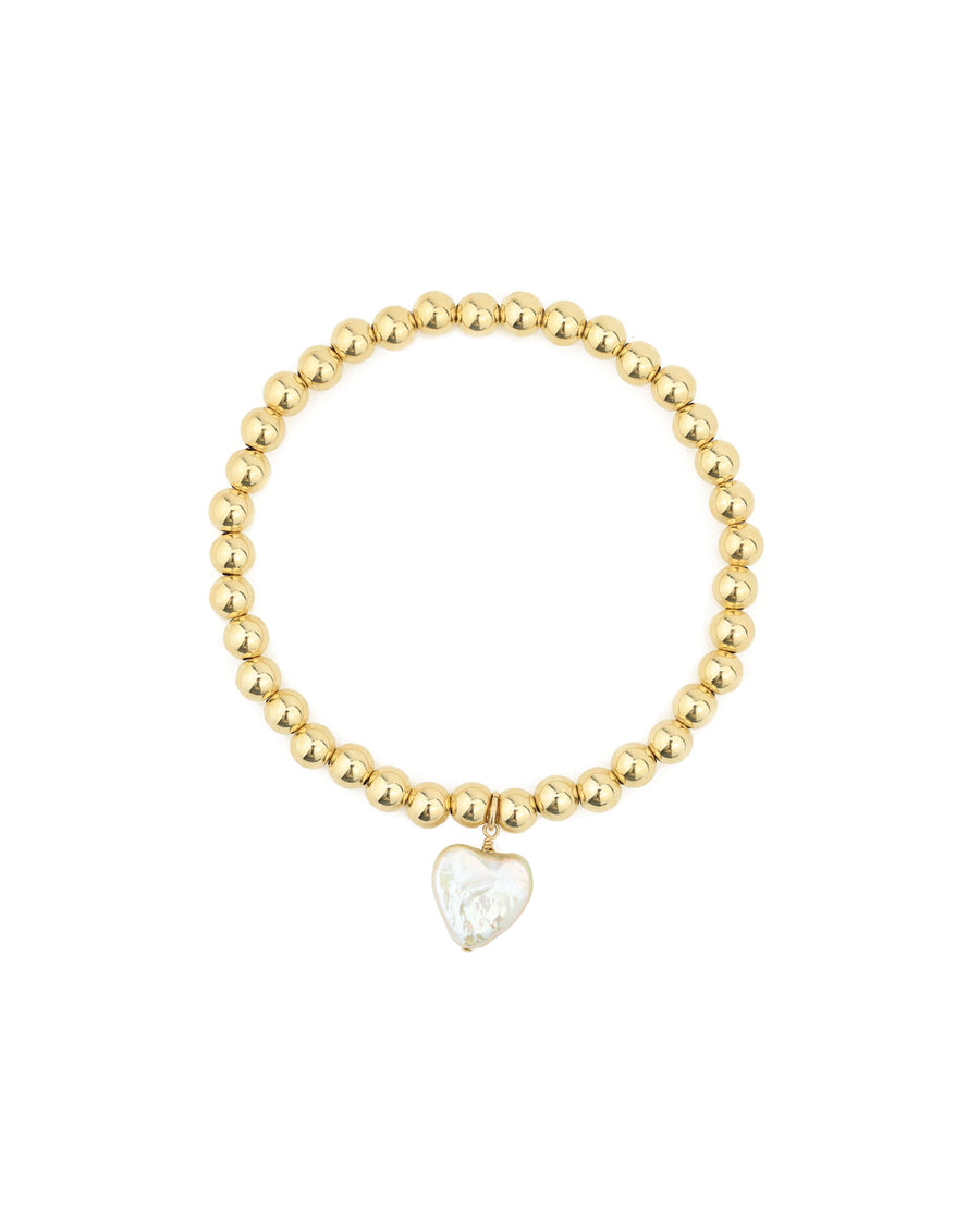 Beaded Pearl Heart Drop Bracelet 14k Gold Filled, White Pearl