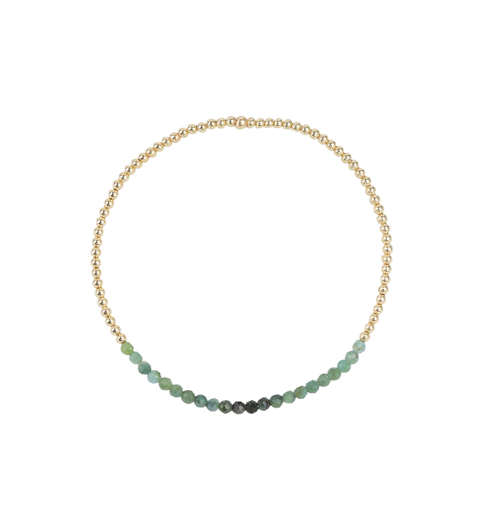 Beaded Stone Bracelet | 2mm 14k Gold Filled, Green Tourmaline