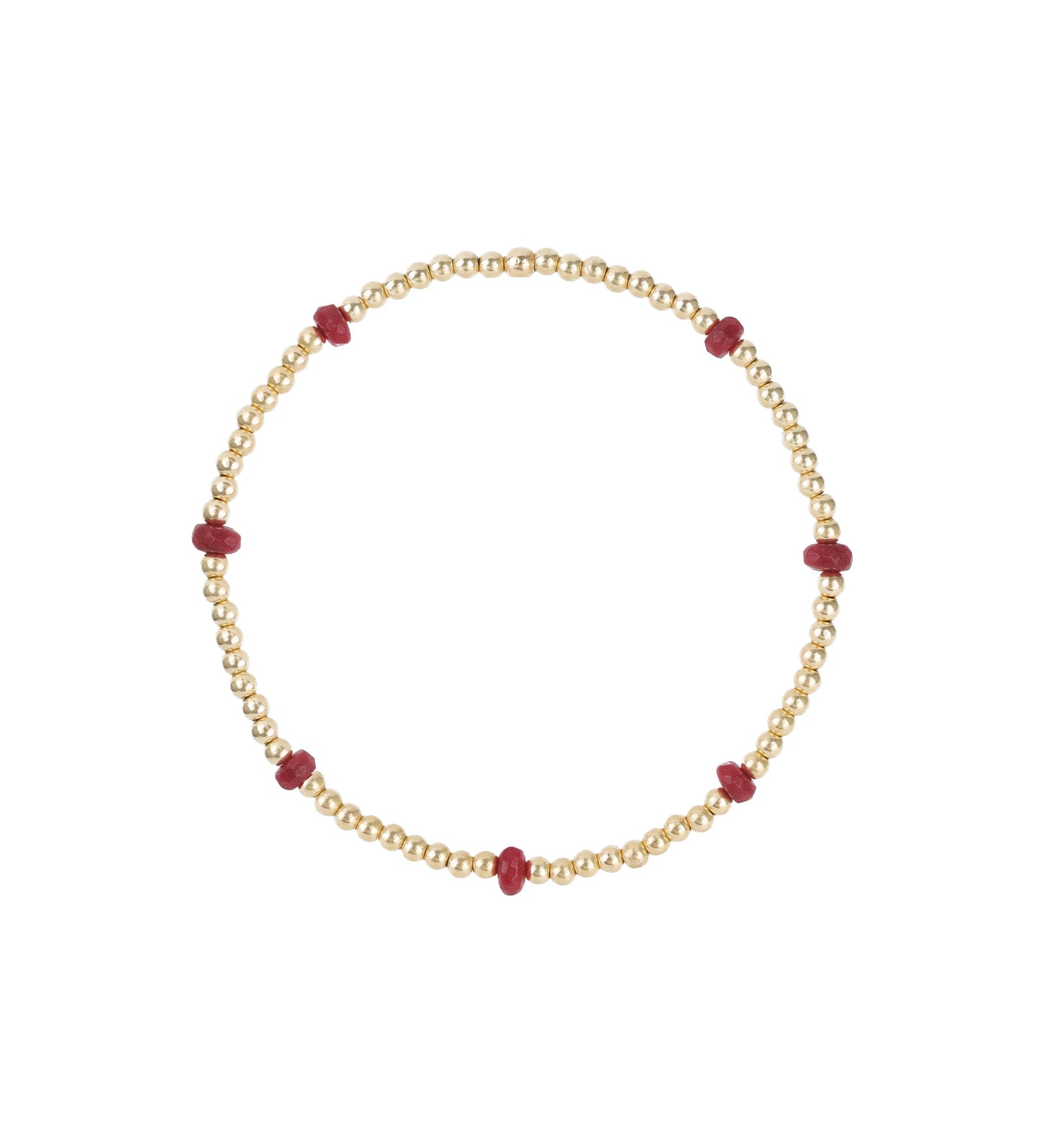 Cause We Care-Beaded 7 Stone Bracelet | 2.5mm-Bracelets-14k Gold Filled, Red Jade-Blue Ruby Jewellery-Vancouver Canada