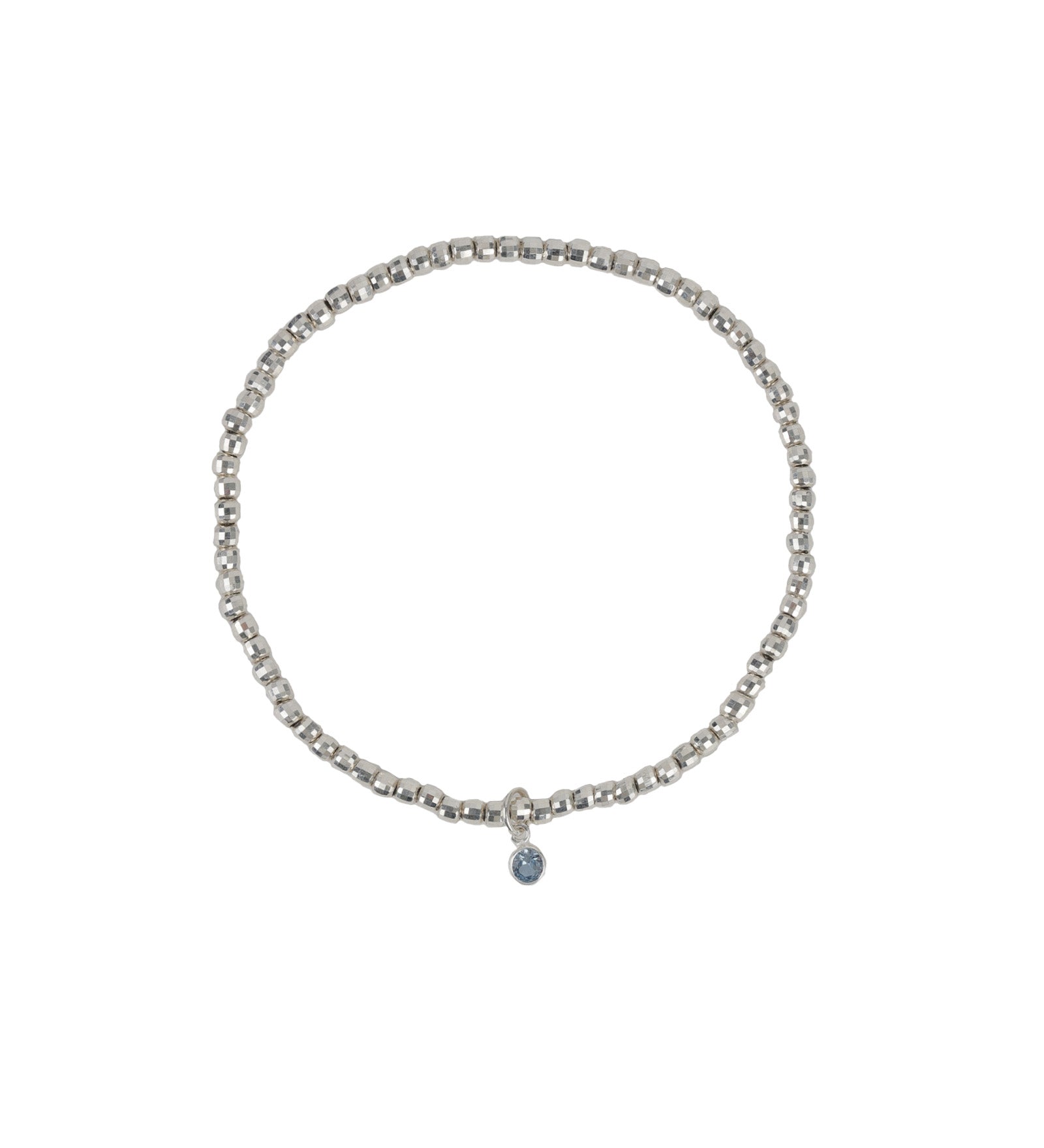 Cause We Care-Mirror Beaded Bezel Bracelet | 2.5mm-Bracelets-Sterling Silver, Blue Cubic Zirconia-Blue Ruby Jewellery-Vancouver Canada