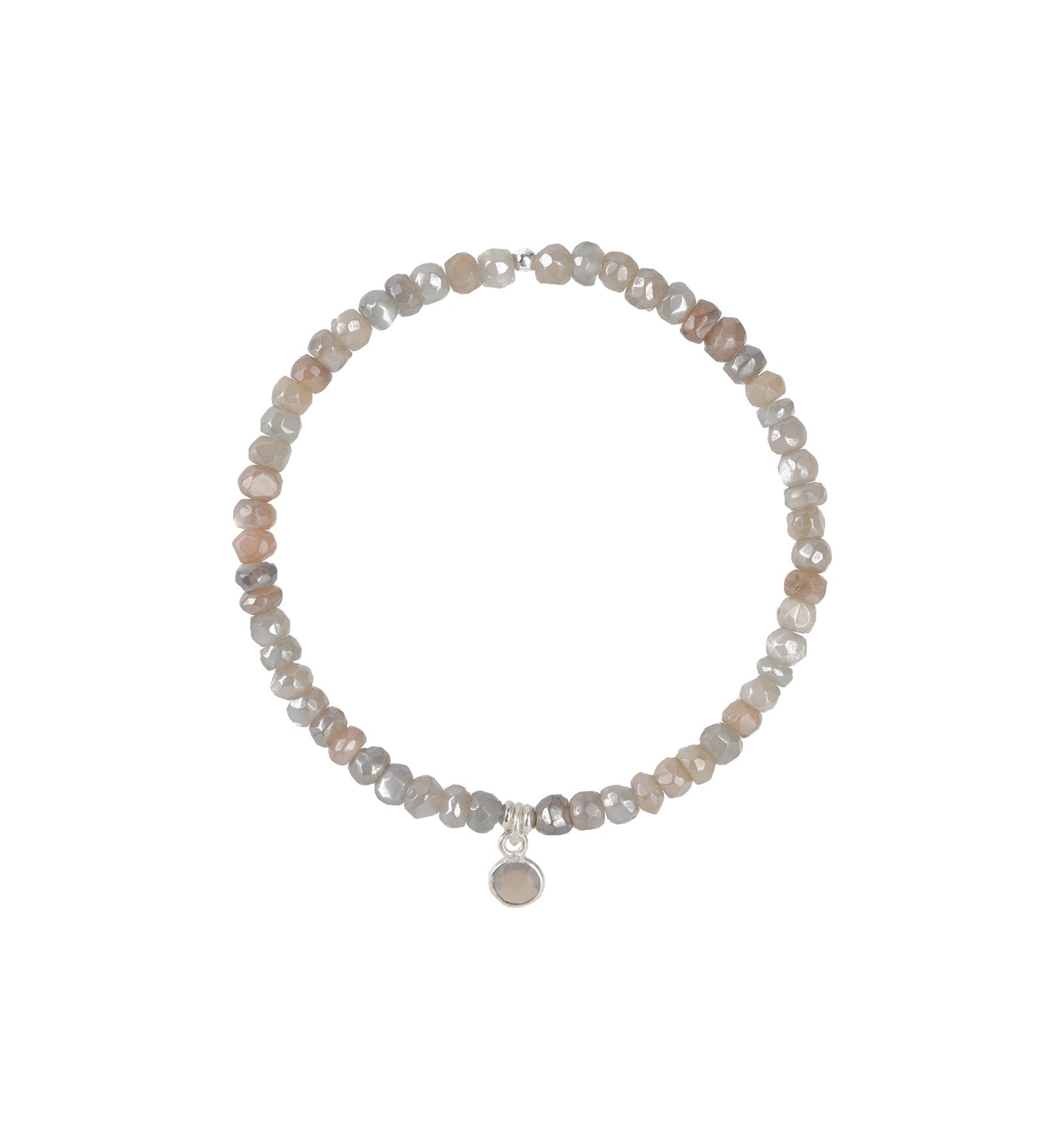 Cause We Care-Stone Bezel Drop Bracelet | 4mm-Bracelets-Sterling Silver, Grey Moonstone-Blue Ruby Jewellery-Vancouver Canada