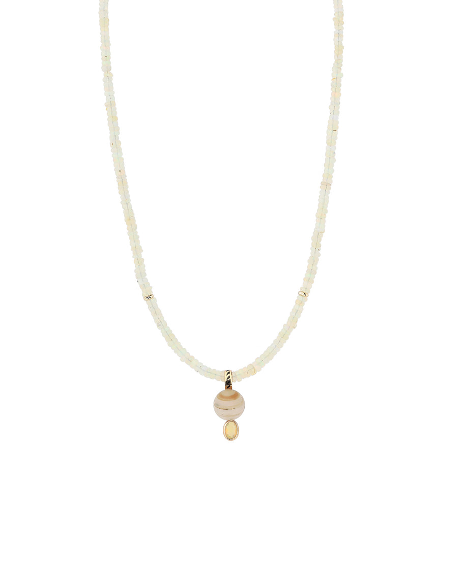 Two Stone Drop Opal Necklace 18k Rose Gold, White Pearl