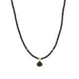 Black Spinel Shell Necklace 18k Rose Gold, White Pearl