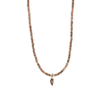 Shell Marquis Brown Sapphire Necklace 18k Rose Gold, White Pearl