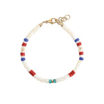 Finley & Wilder-Mixed Heishi Beaded Bracelet-Bracelets-14k Gold Filled, Coral Heishi-Blue Ruby Jewellery-Vancouver Canada