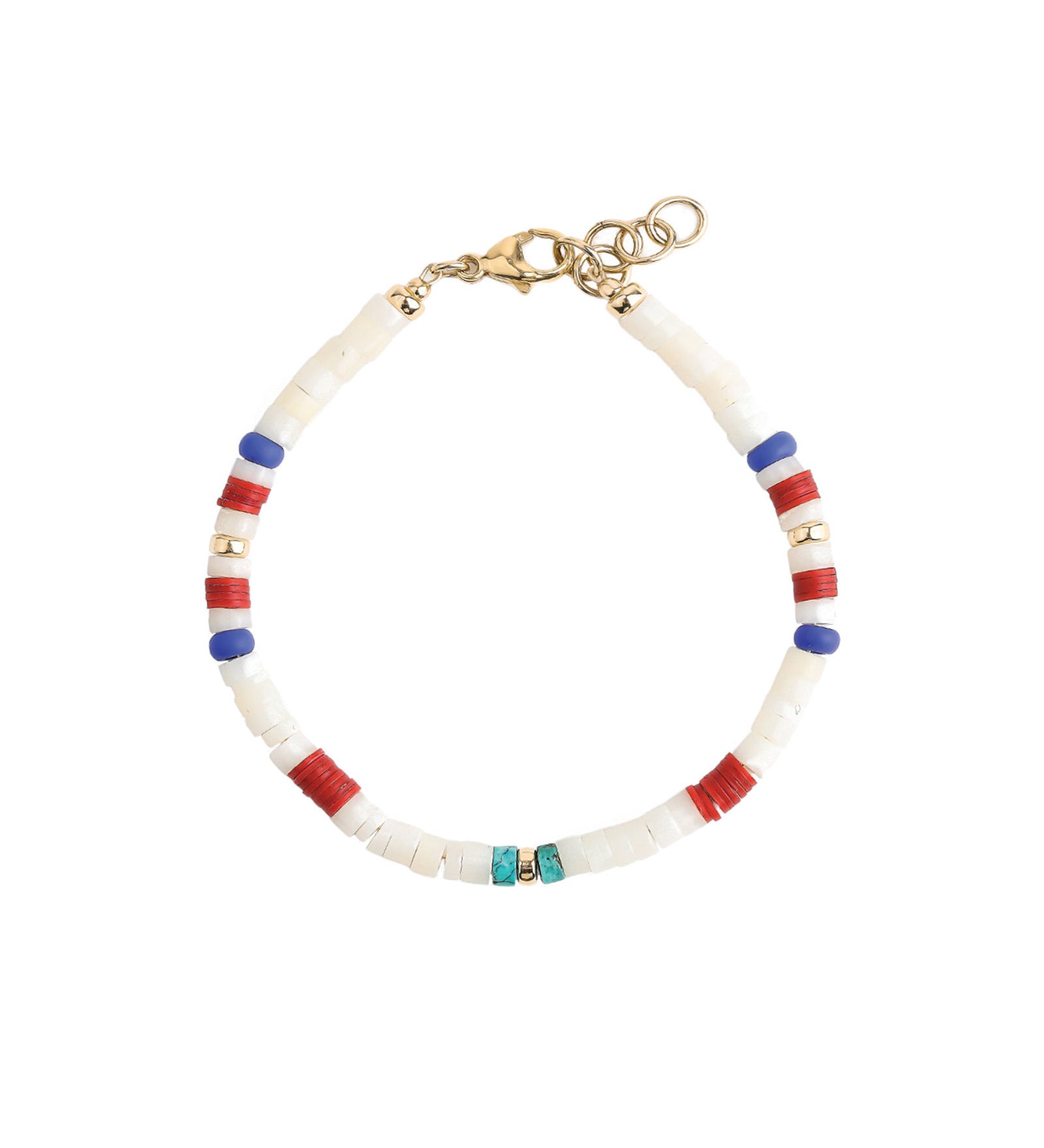 Finley & Wilder-Mixed Heishi Beaded Bracelet-Bracelets-14k Gold Filled, Coral Heishi-Blue Ruby Jewellery-Vancouver Canada