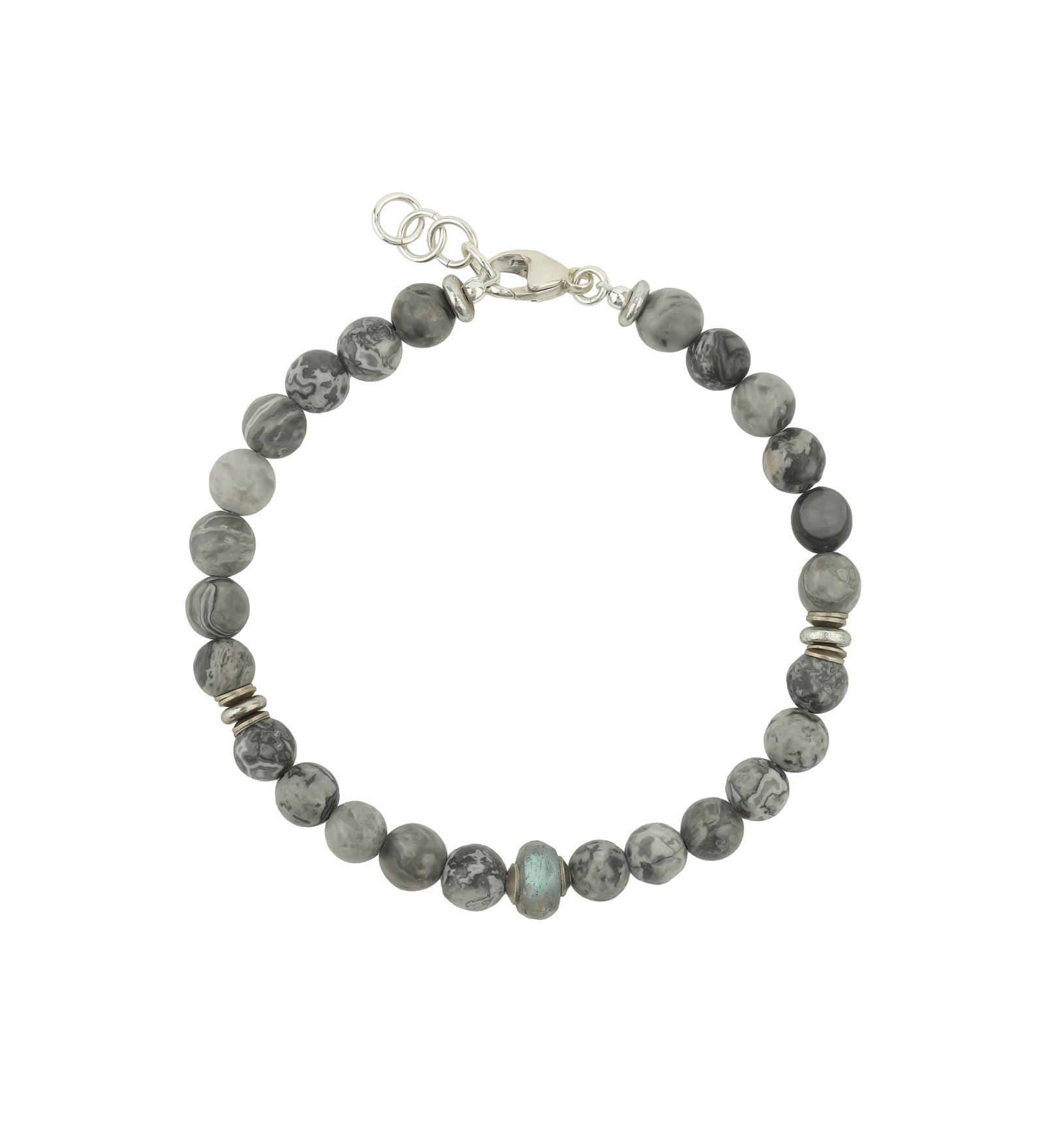 Mixed Stone Bracelet Sterling Silver, Jasper