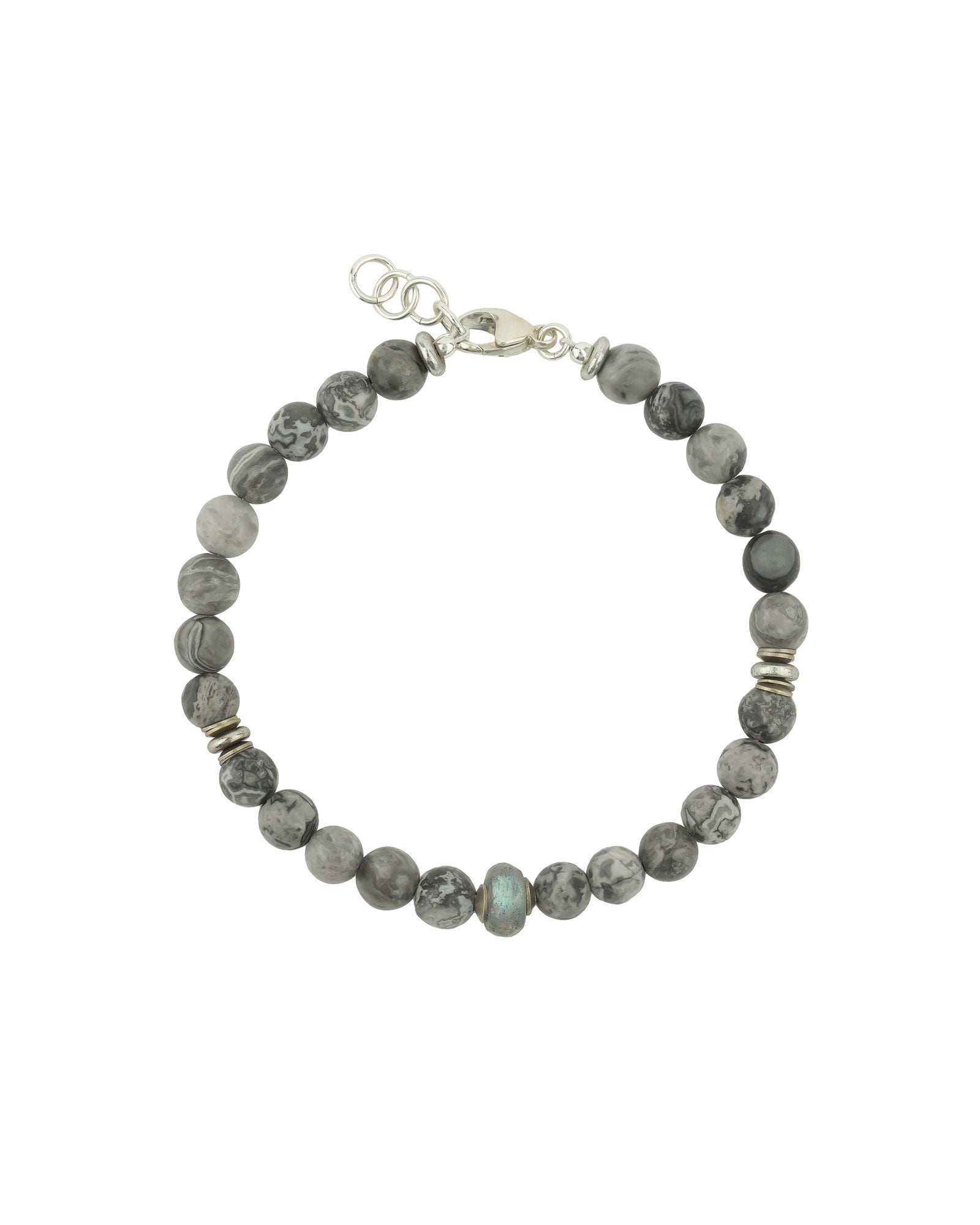 Mixed Stone Bracelet Sterling Silver, Jasper