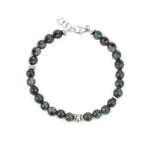 Round Mixed Stone Bracelet Sterling Silver, Blue Tigers Eye